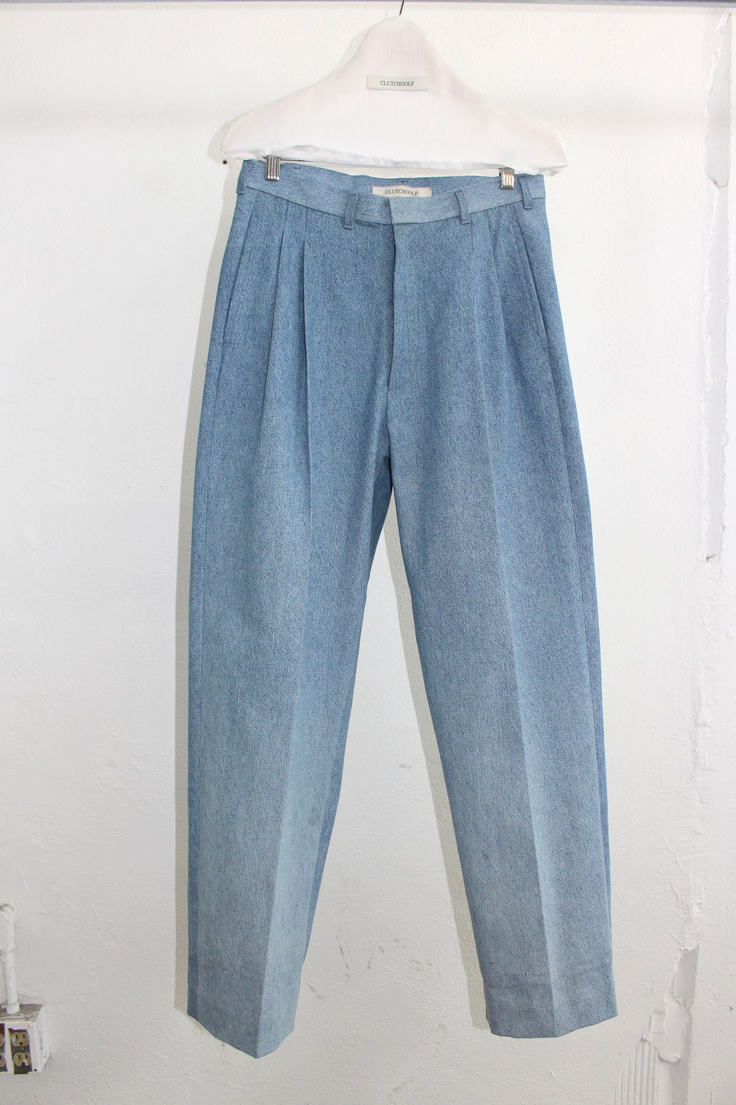 Faded Denim Double-pleated Trousers