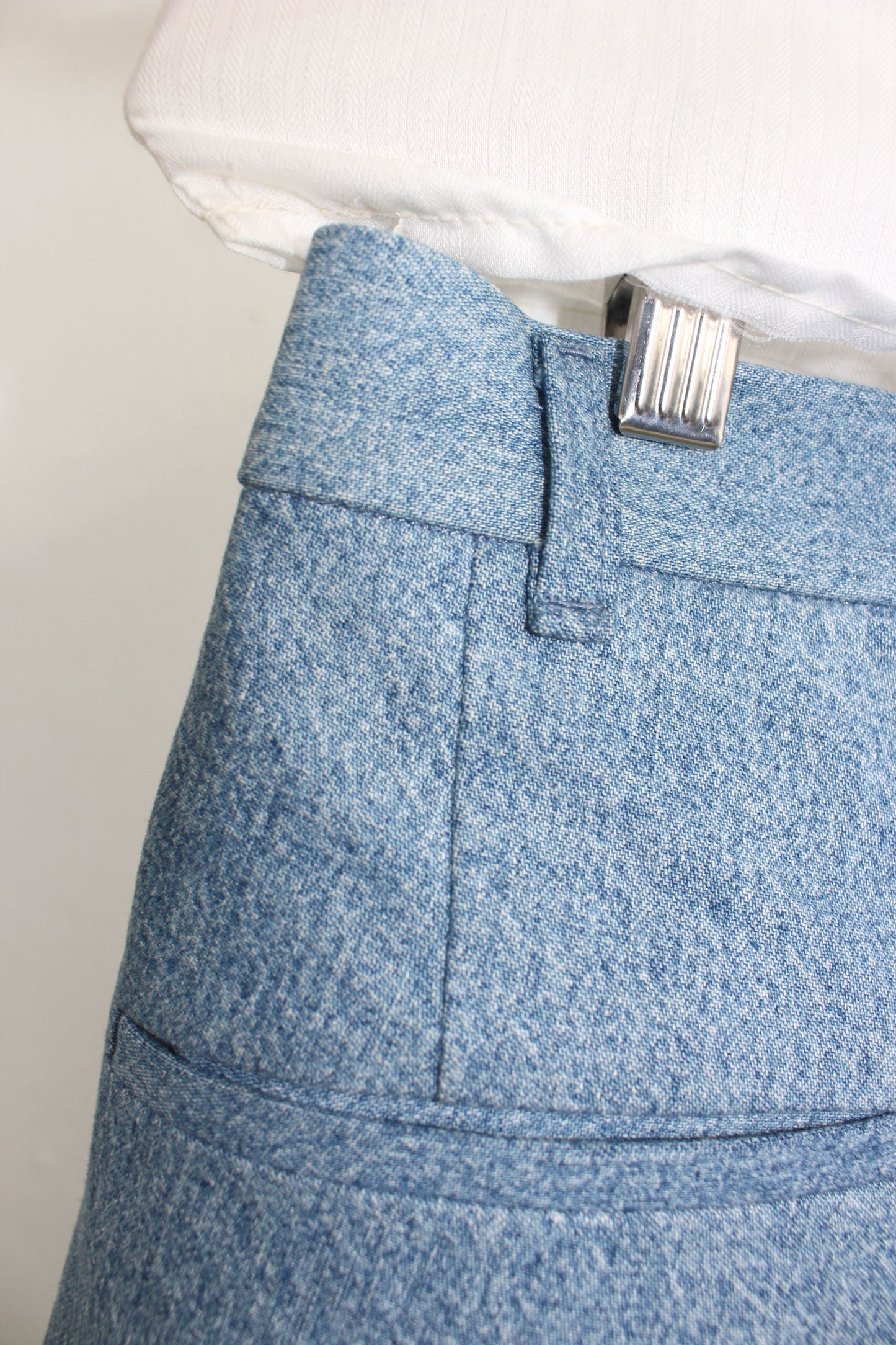 Faded Denim Double-pleated Trousers