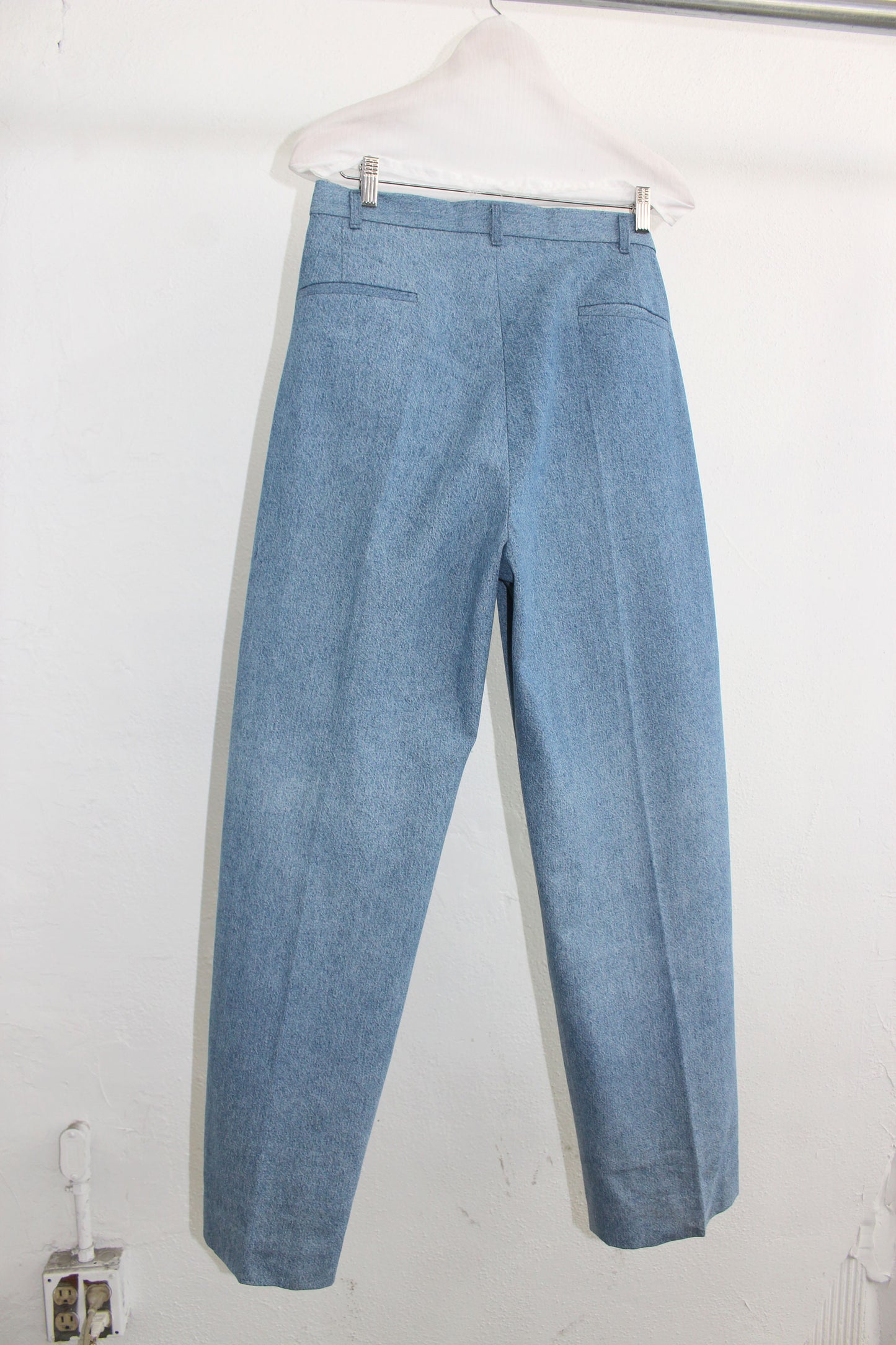 Faded Denim Double-pleated Trousers