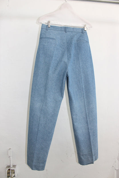 Faded Denim Double-pleated Trousers