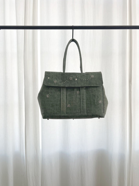 Weekend Bag M Military with Studs