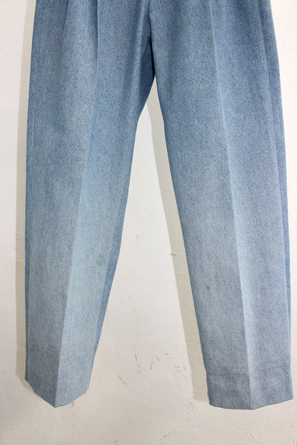Faded Denim Double-pleated Trousers